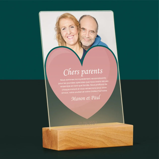 Photo Et Texte: Chers Parents - Impression Sur Verre Acrylique