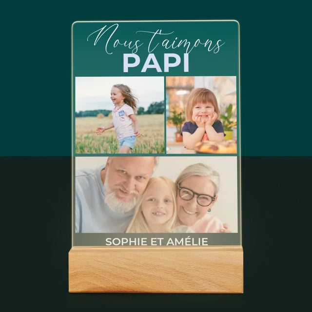 Collage Photo: Nous T'Aimons Papi - Impression Sur Verre Acrylique