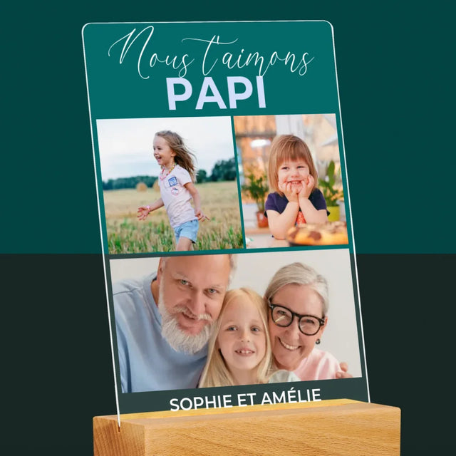 Collage Photo: Nous T'Aimons Papi - Impression Sur Verre Acrylique