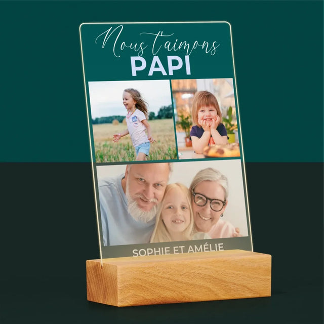 Collage Photo: Nous T'Aimons Papi - Impression Sur Verre Acrylique