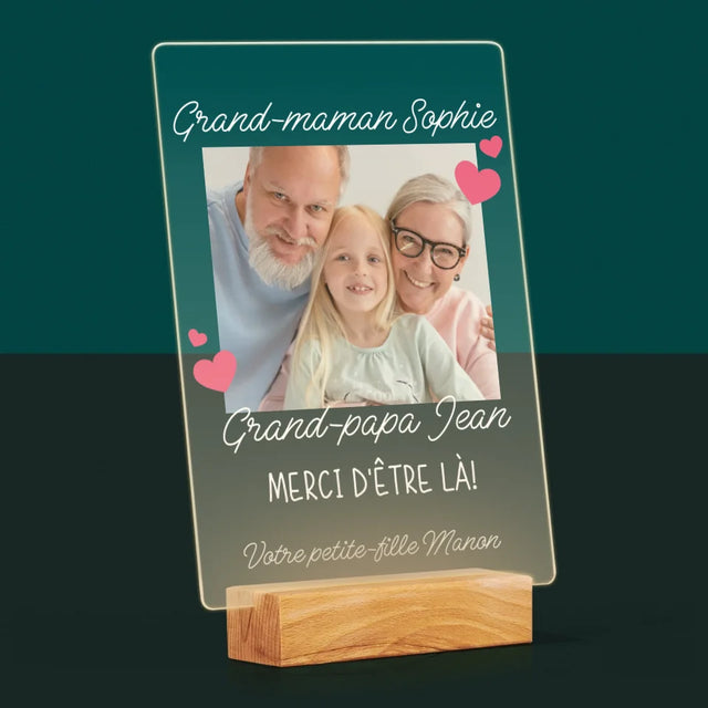 Photo Et Texte: Merci Aux Grands-Parents - Impression Sur Verre Acrylique