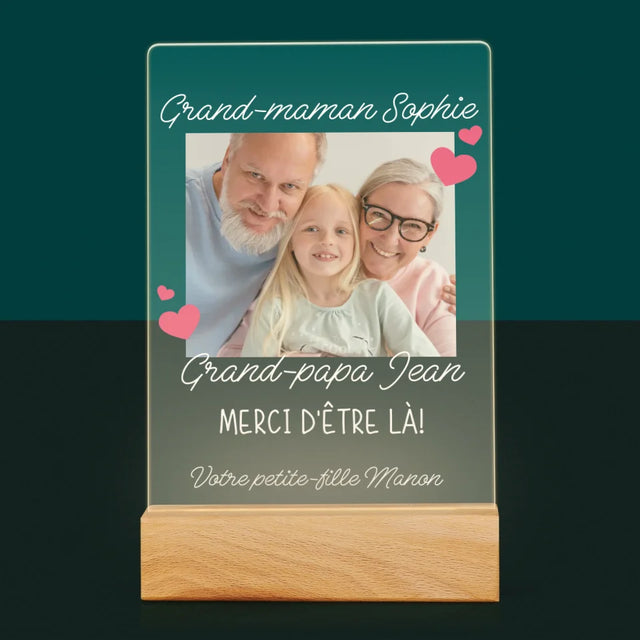 Photo Et Texte: Merci Aux Grands-Parents - Impression Sur Verre Acrylique