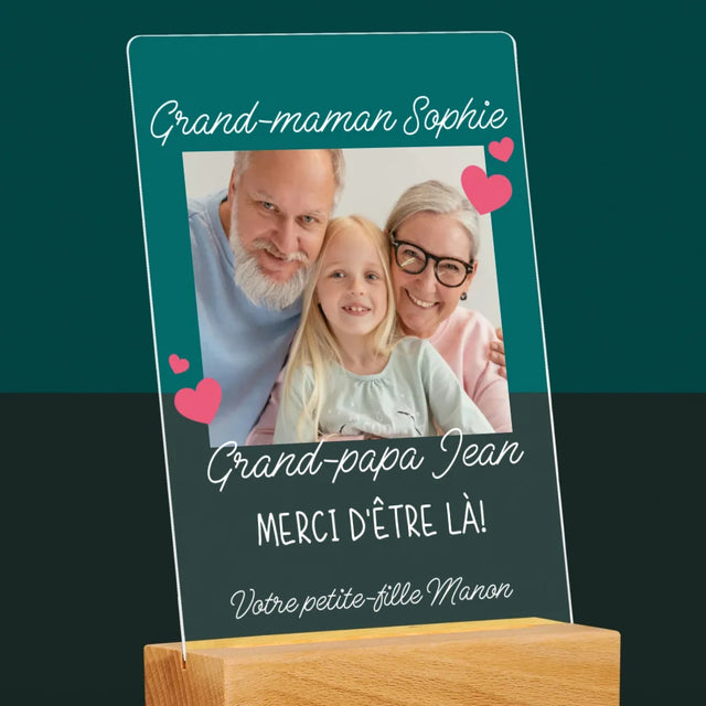 Photo Et Texte: Merci Aux Grands-Parents - Impression Sur Verre Acrylique