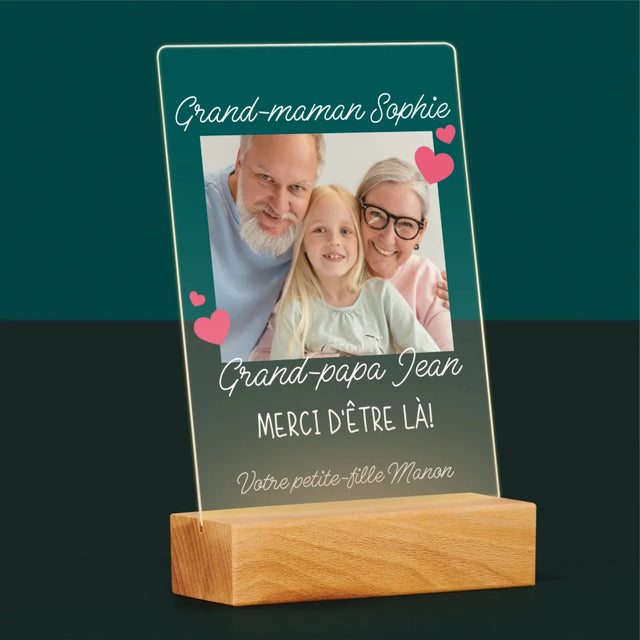 Photo Et Texte: Merci Aux Grands-Parents - Impression Sur Verre Acrylique