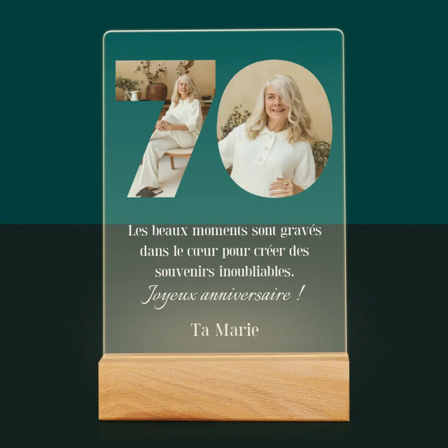 Collage Photo De Lettre: 70Ème Anniversaire - Impression Sur Verre Acrylique