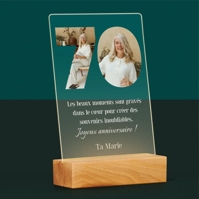 Collage Photo De Lettre: 70Ème Anniversaire - Impression Sur Verre Acrylique