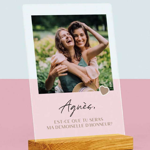 Photo Et Texte: Sois Ma Demoiselle D'Honneur - Impression Sur Verre Acrylique