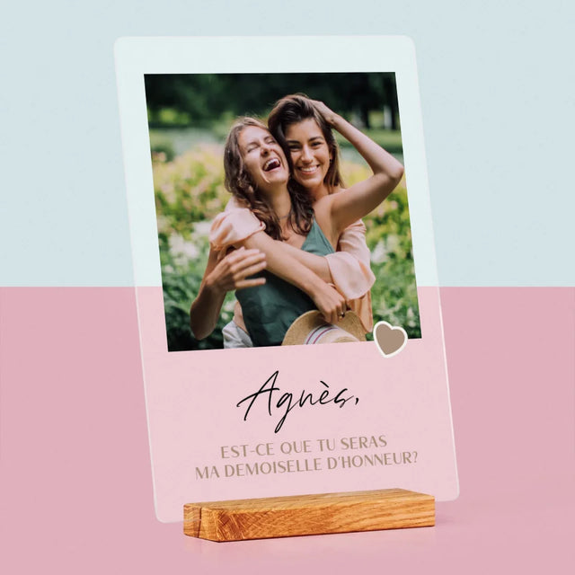 Photo Et Texte: Sois Ma Demoiselle D'Honneur - Impression Sur Verre Acrylique