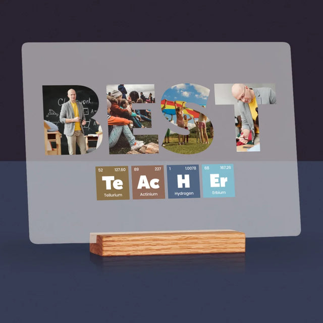 Collage Photo De Lettre: Best Teacher Les Éléments - Impression Sur Verre Acrylique