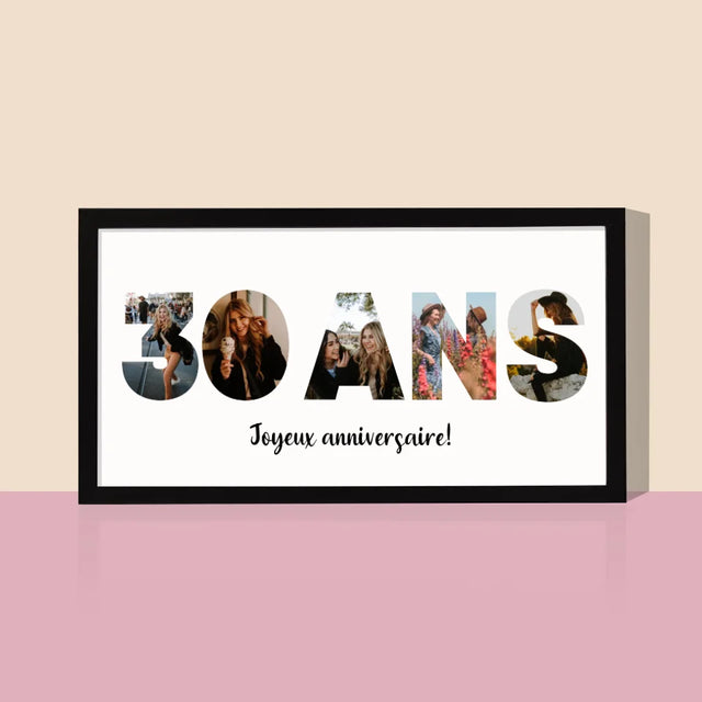 Collage Photo De Lettre: 30 Ans  - Impression Encadrée 20X40