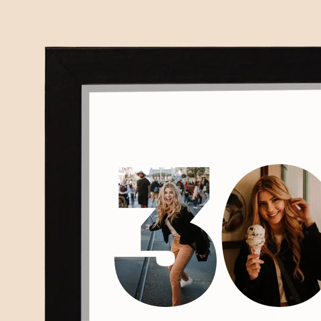 Collage Photo De Lettre: 30 Ans  - Impression Encadrée 20X40