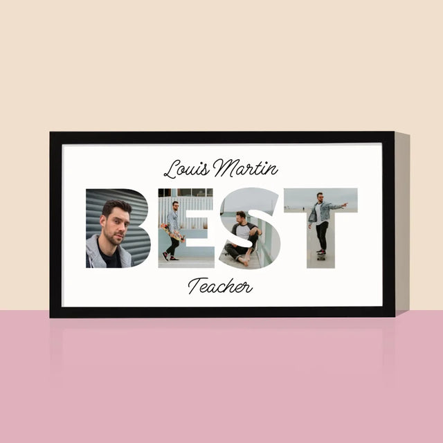 Collage Photo De Lettre: Best Teacher - Impression Encadrée 20X40