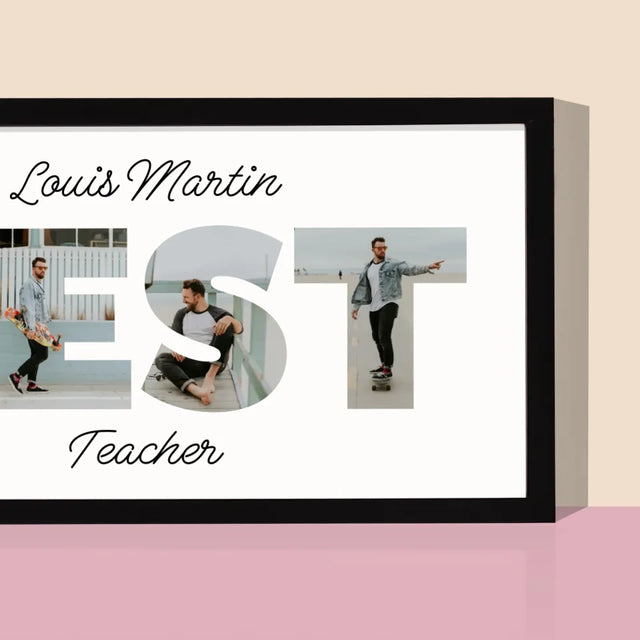 Collage Photo De Lettre: Best Teacher - Impression Encadrée 20X40