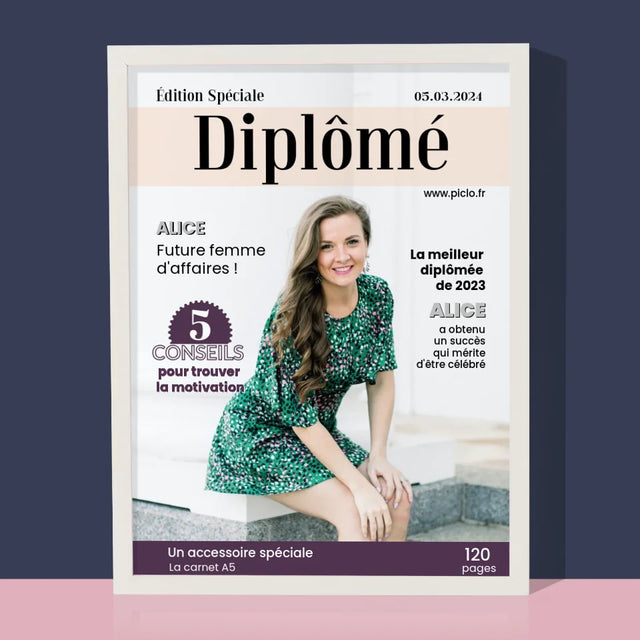 Couverture De Magazine: Diplômé : Couverture De Magazine - Impression Encadrée 30X40