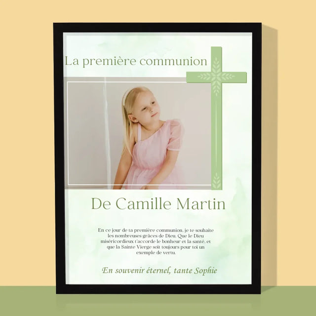 Photo Et Texte: Communion Photo Croix - Impression Encadrée 30X40