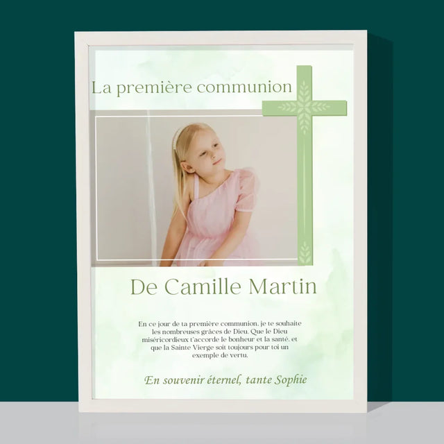 Photo Et Texte: Communion Photo Croix - Impression Encadrée 30X40