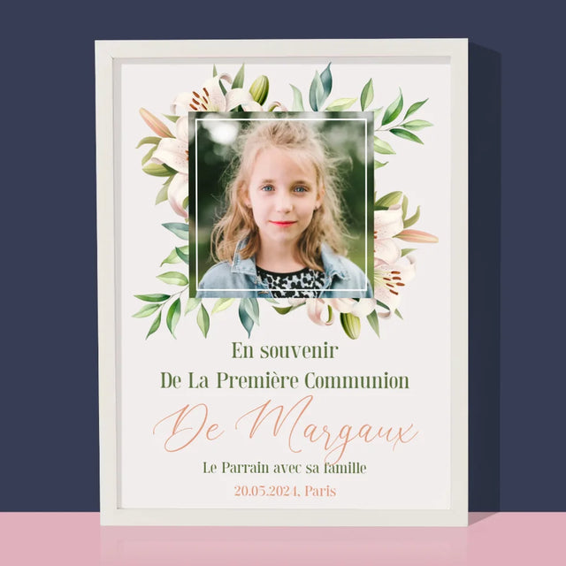 Photo Et Texte: En Souvenir De La Première Communion - Impression Encadrée 30X40