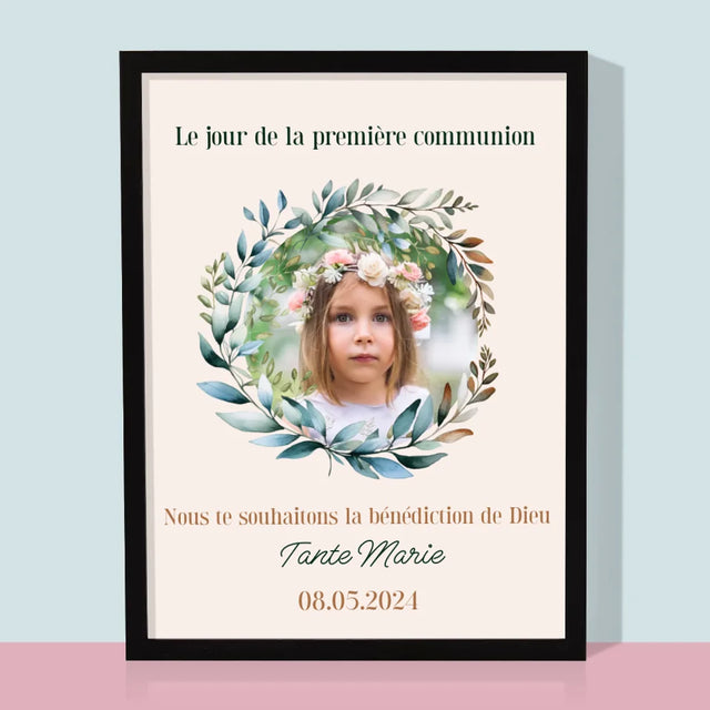 Photo Et Texte: Jour De La Première Communion - Impression Encadrée 30X40