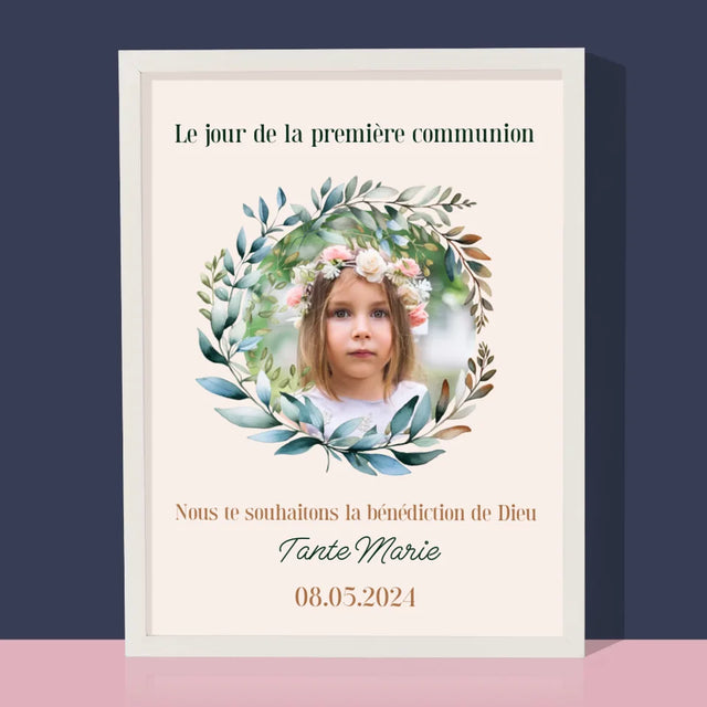 Photo Et Texte: Jour De La Première Communion - Impression Encadrée 30X40