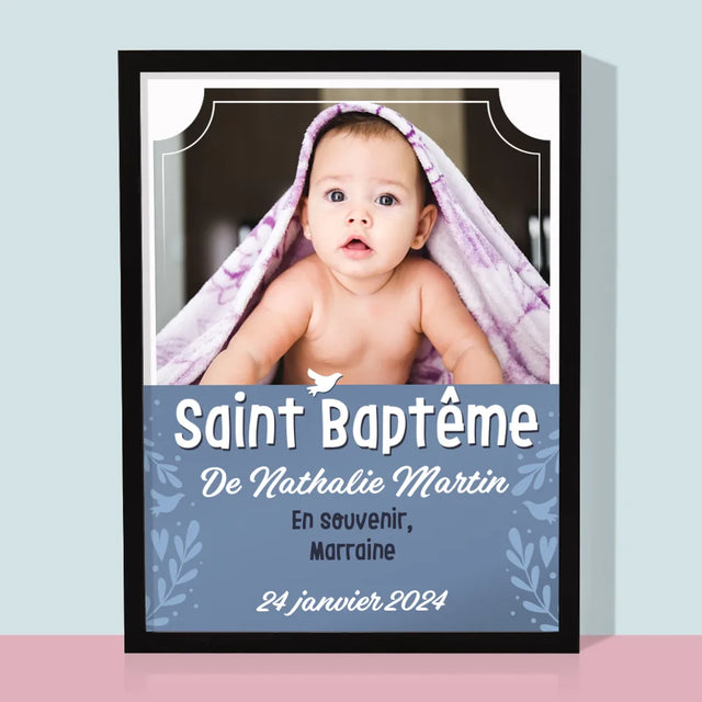 Photo Et Texte: Saint Baptême - Impression Encadrée 30X40