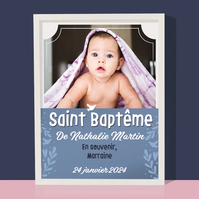 Photo Et Texte: Saint Baptême - Impression Encadrée 30X40