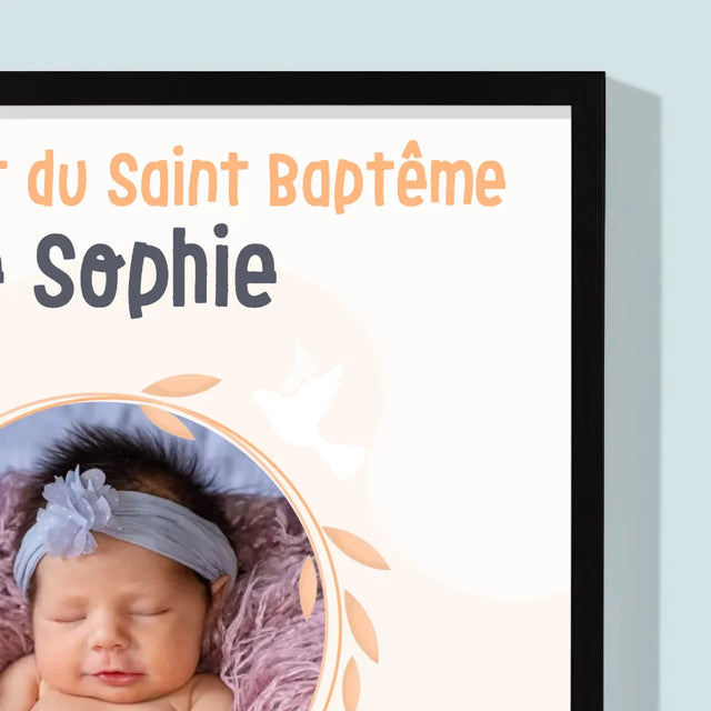 Photo Et Texte: En Souvenir Du Saint Baptême - Impression Encadrée 30X40