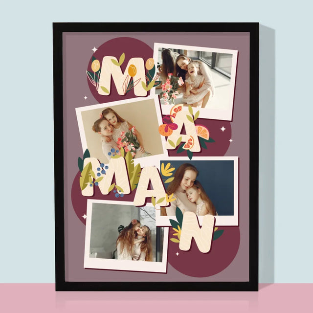 Collage Photo: Lettres Maman - Impression Encadrée 30X40