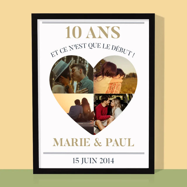 Forme Des Photos: Anniversaire De Mariage Coeur - Impression Encadrée 30X40