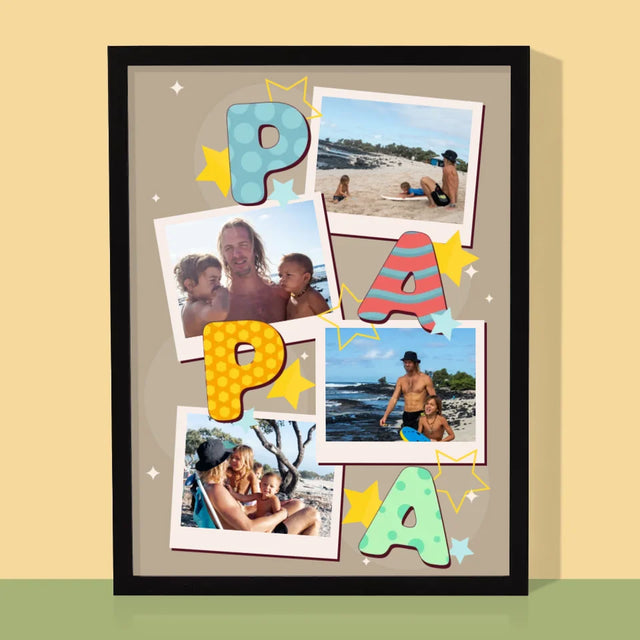 Collage Photo: Lettres Papa - Impression Encadrée 30X40