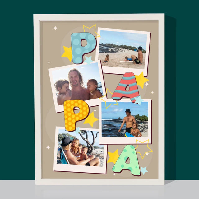 Collage Photo: Lettres Papa - Impression Encadrée 30X40