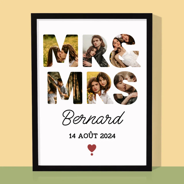 Collage Photo De Lettre: Mr&Mrs - Impression Encadrée 30X40