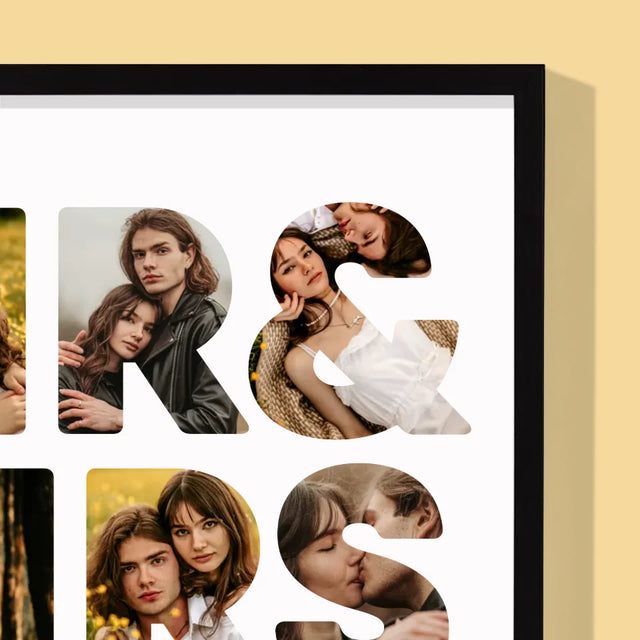 Collage Photo De Lettre: Mr&Mrs - Impression Encadrée 30X40