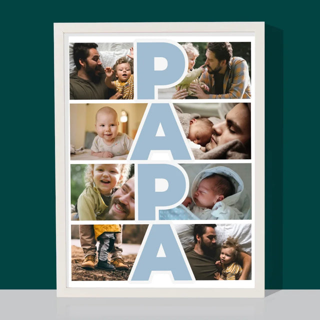 Collage Photo: Inscription Papa - Impression Encadrée 30X40