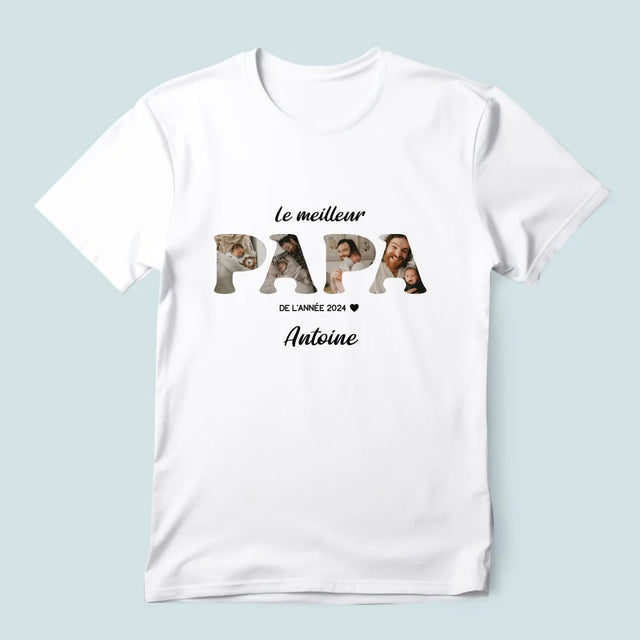 Collage Photo De Lettre: Le Meilleur Papa De L'Année - T-Shirt Pour Hommes