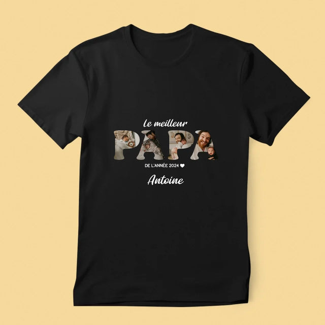 Collage Photo De Lettre: Le Meilleur Papa De L'Année - T-Shirt Pour Hommes