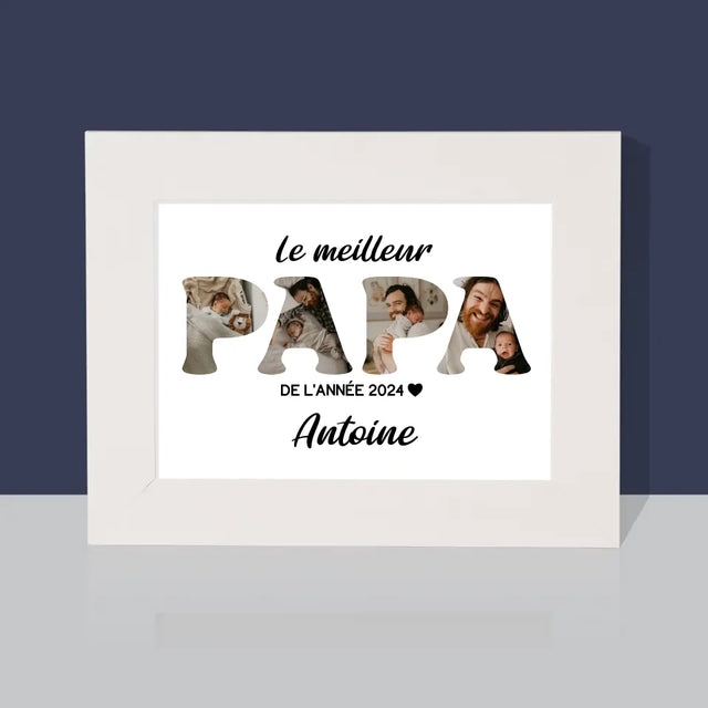 Collage Photo De Lettre: Le Meilleur Papa De L'Année - Cadre Photo