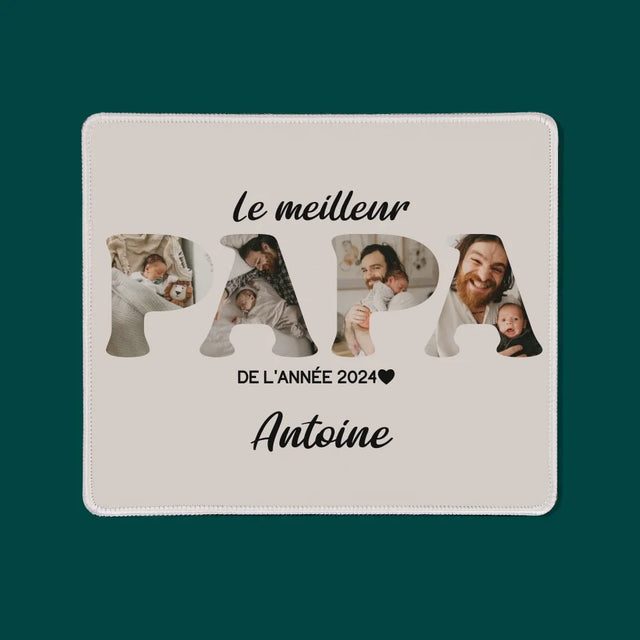 Collage Photo De Lettre: Le Meilleur Papa De L'Année - Tapis De Souris