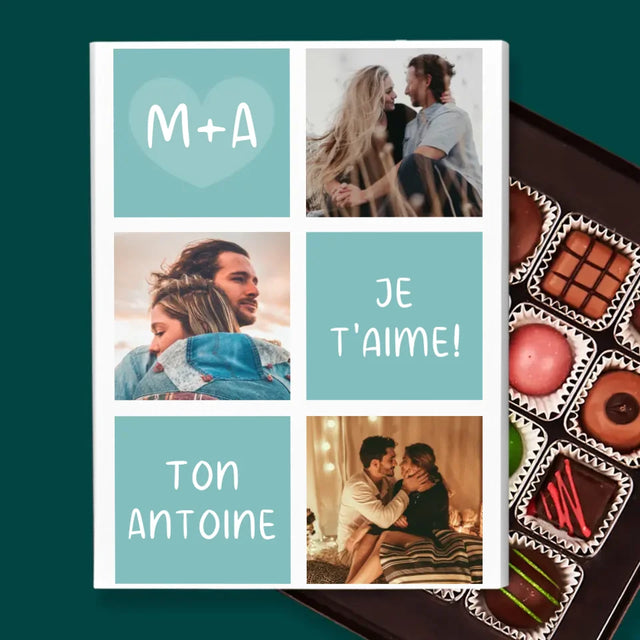 Collage Photo: Je T'Aime, Les Initiales - Pralines