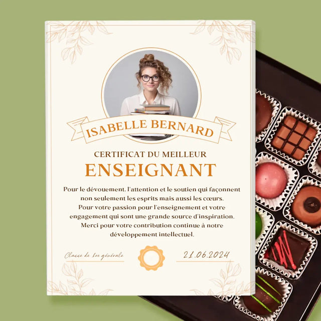 Photo Et Texte: Certificat Du Meilleur Enseignant - Pralines