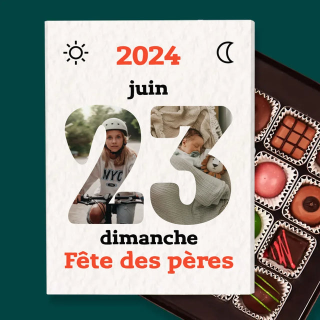 Collage Photo De Lettre: Fête Des Pères Page Du Calendrier - Pralines