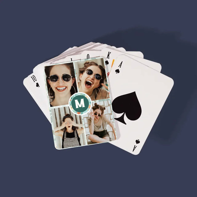 Collage Photo: Monogramme, Les Fleurs - Cartes À Jouer