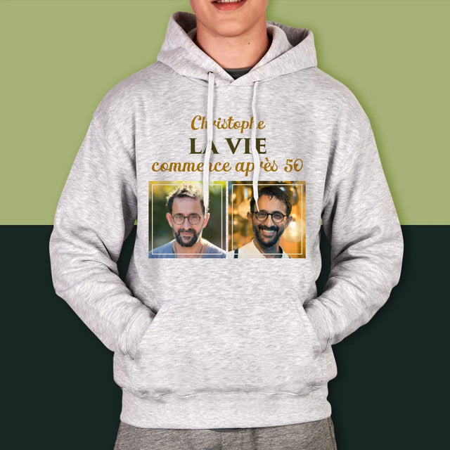 Collage Photo: La Vie Commence À 50 - Sweat À Capuche Pour Hommes