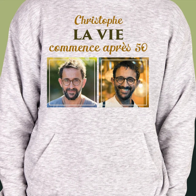 Collage Photo: La Vie Commence À 50 - Sweat À Capuche Pour Hommes