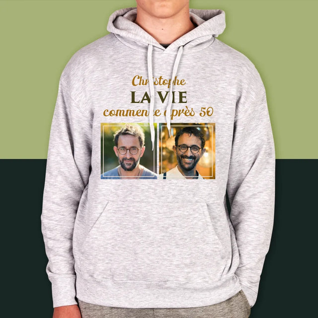 Collage Photo: La Vie Commence À 50 - Sweat À Capuche Pour Hommes