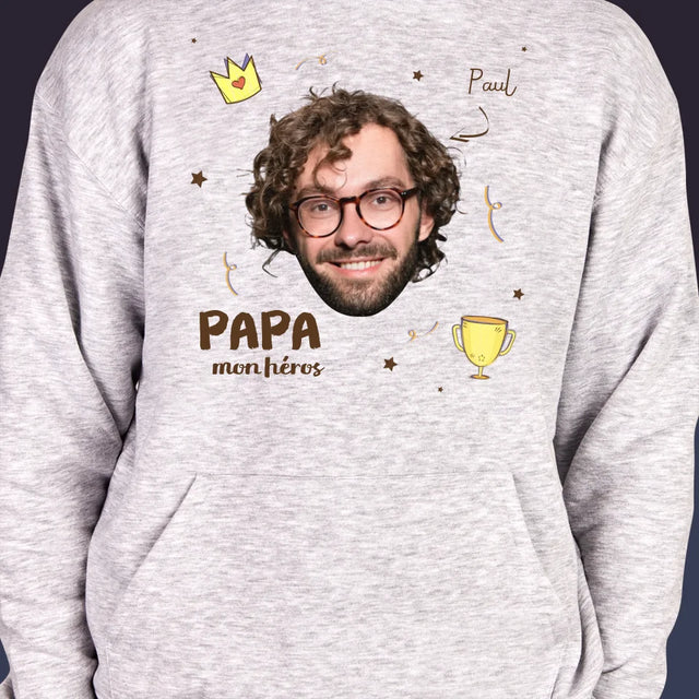 Photo Et Texte: Mon Héros Papa - Sweat À Capuche Pour Hommes