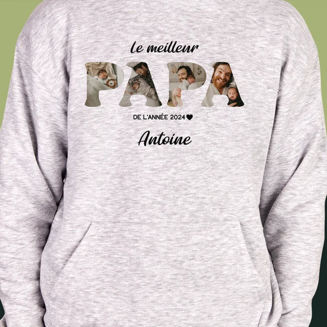 Collage Photo De Lettre: Le Meilleur Papa De L'Année - Sweat À Capuche Pour Hommes