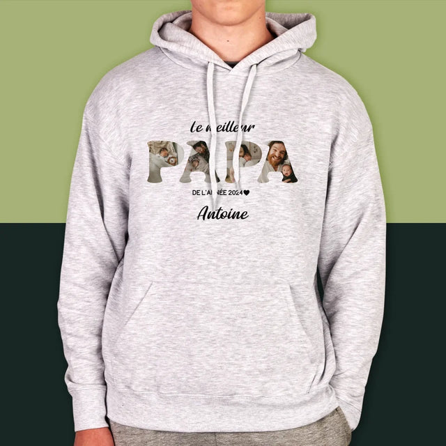 Collage Photo De Lettre: Le Meilleur Papa De L'Année - Sweat À Capuche Pour Hommes
