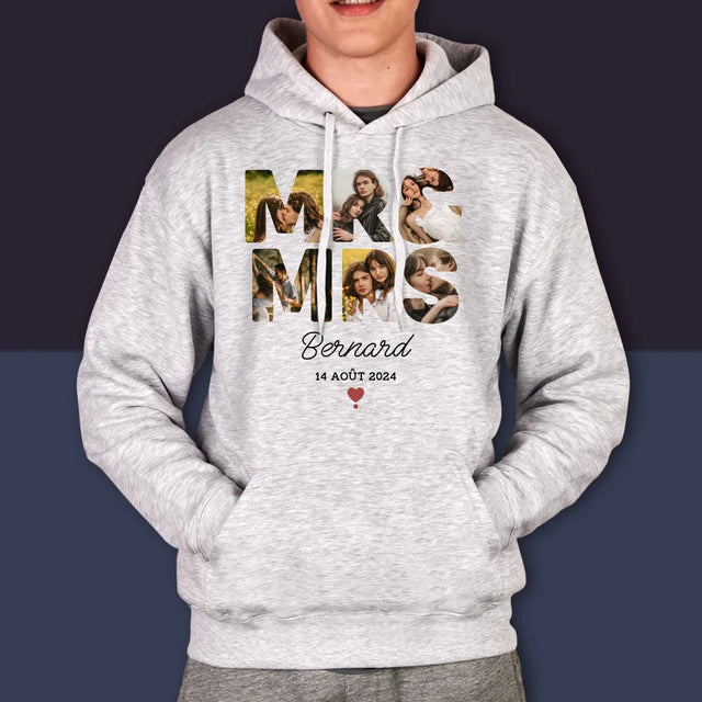 Collage Photo De Lettre: Mr&Mrs - Sweat À Capuche Pour Hommes