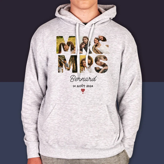 Collage Photo De Lettre: Mr&Mrs - Sweat À Capuche Pour Hommes