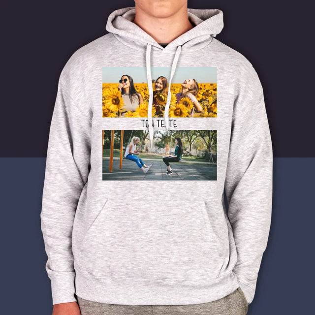 Collage Photo: 2 Photos Et Texte - Sweat À Capuche Pour Hommes